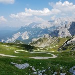 A winding trail down the mountain.